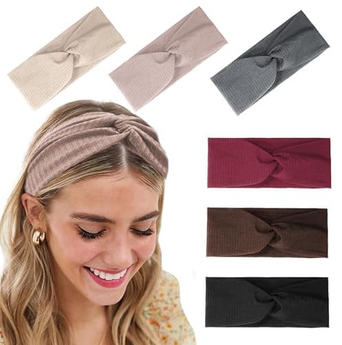 Nayyana® 6 Stück Stirnbänder für Damen, rutschfest, für kurzes Haar, Yoga, Workout, Laufen, Sport, elastische Haarbänder für Damen, Haardreh, Turban, Haarwickel für Mädchen, Farbe 3