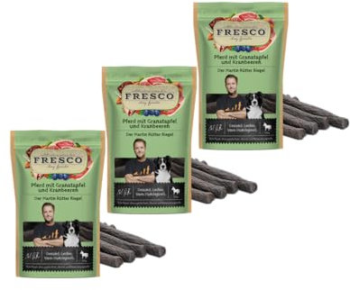 Fresco - Der Martin Rütter Riegel | aus reinem Pferdefleisch mit Granatapfel und Kranbeeren | Der Echt-Fleisch Monoproteinsnack | getreidefrei, gesund und natürlich (3, 100g)