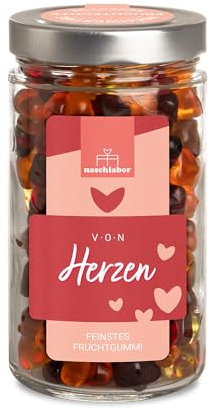 Von Herzen XL Geschenk 530g Fruchtgummi | Geschenk für Deinen Lieblingsmenschen | Das perfekte Geschenk für jeden Naschliebhaber | Leckere Fruchtgummis im XL-Vorratsglas