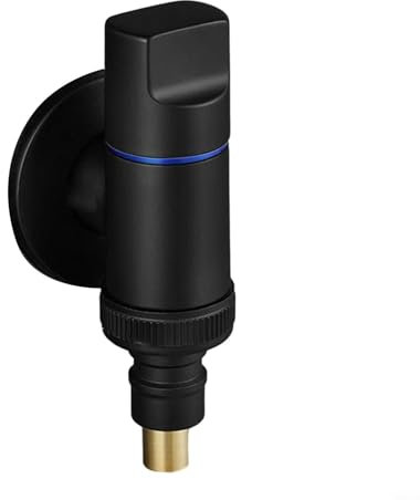 Válvula de parada de agua para fregadero de lavadora, llave de lavado automática para el hogar, tope de agua de latón, válvula de ángulo de apertura rápida (negro)