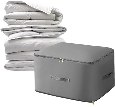 Kocusu Ultra Platzsparender Selbstkomprimierender Organizer 54*42*60cm,Koffer Organizer Groß mit Reißverschluss,Aufbewahrungstasche für Bettdecken,Compression Storage Bag für Bettwäsche,Kleidung(Grau)