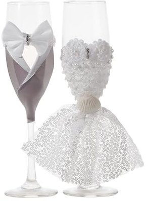 LUNLUN HOME Wedding Champagne Glasses Bride and Groom Champagne Flutes Mr and Mrs Gifts for Wedding Bridal Shower Gifts