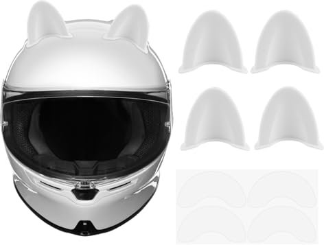 4 Stücke Motorradhelm Ohren,Niedliche Katzenohren Motorradhelm Zubehör Damen,Selbstklebend Katzenohren Motorradhelm Aufkleber Motorrad Deko für die Meisten Motorräder,Fahrräder (Weiß)