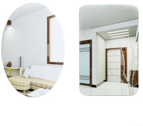 1/2/10pcs 27 * 17 cm 3D Oval espejo cuadrado adhesivo de pared, impermeable espejo pared pegatina, acrílico espejo pared pegatina, para sala de estar, baño, dormitorio (ovalado y cuadrado)