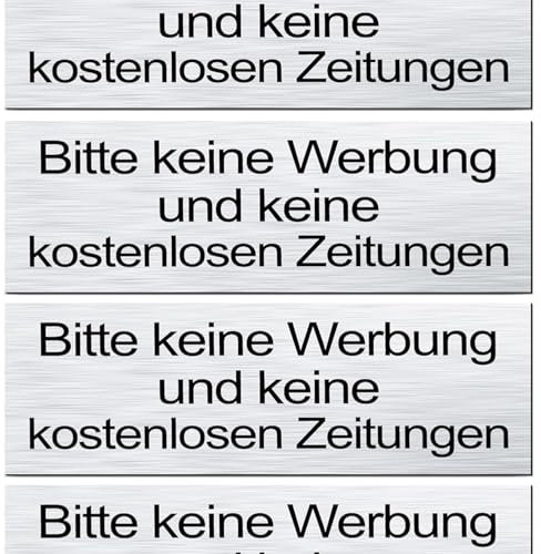 5 x Brandengel® Bitte keine Werbung Aufkleber - Schild Silber extra Starke Folie - Sticker (Bitte keine Werbung und keine kostenlose Zeitung) für den Briefkasten - 5 St