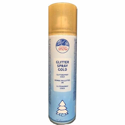 Glitzer Sprühfarbe Weihnachten 100ml - Gold Farbspray mit Glitzereffekt zum Basteln & Dekorieren - goldenes Dekospray für Weihnachtsdeko & kreative DIY Projekte - Goldspray Metallic
