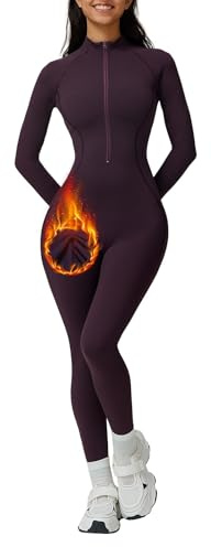 Vertvie Thermo Jumpsuit Damen Winter Langarm Eng