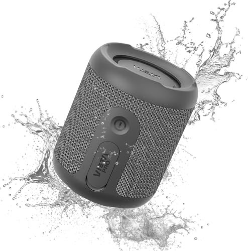 Vieta Pro Cassa Bluetooth Portatile Potente, Radio FM, Resistente all'Acqua, Batteria da 13 ore, MP3 Player, Microfono wireless, Aux-In, USB-C, TWS | Speaker Altoparlante Nero Titanio | Sun