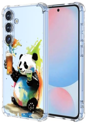 XINYEXIN Transparente Hülle für Samsung Galaxy A56 5G, Bunte Coole Kunst Graffiti Serie Süßes Muster, Ultra Dünn Stoßfest TPU Klare Handy Schutzhülle - Panda