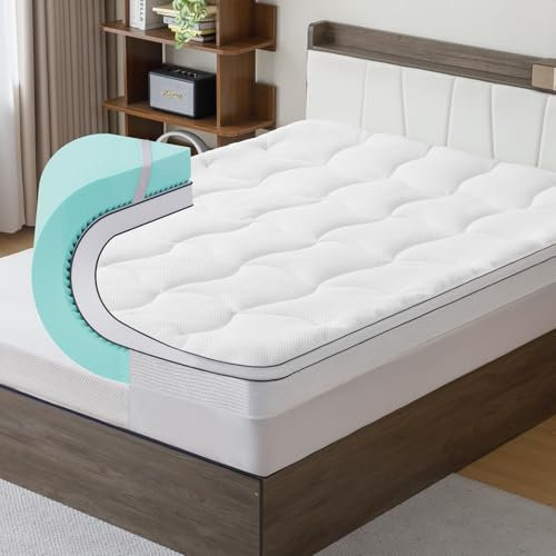 IKALIFE Topper Viscoelástico 160 x 200 cm - Sobrecólchón de Gel Topper Colchón con Funda Lavable, Grosor 7,5 cm para Camas con Resortes y Camas Incómodas