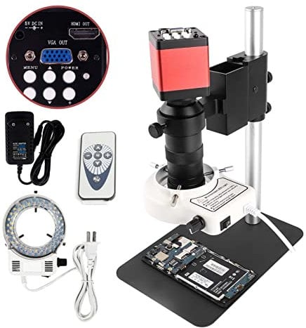 Digital Microscope 130X 38MP 21MP 16MP HDMI VGA Industrial Video Microscope Camera 0-C Mount Lens 56 LED Ring Light For PCB Phone Chip Repair For Kids Adults ( Color : VGA HDMI 13MP Size : 1 )