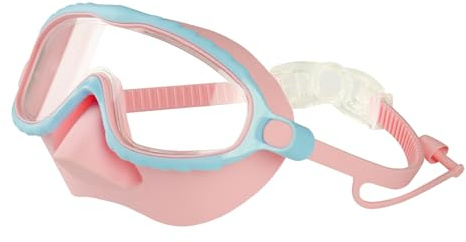 Kids Swim Goggles with Nose Cover Waterproof Anti Fog No Leak Child Snorkel Diving Mask Wide Clear View Soft Silicone Water Space Swimming Goggles for Children Boys Girls Age 4-16 for Pool Beach
