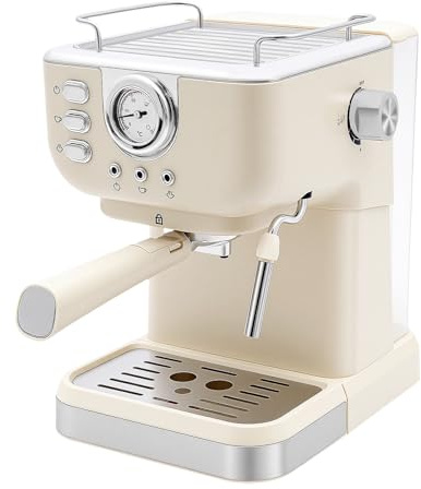 RainWeel Espressomaschine mit Milchaufschäumer Kompakte Kaffeemaschine 20 Bar 1,5 L Wassertank, um Espresso zu extrahieren