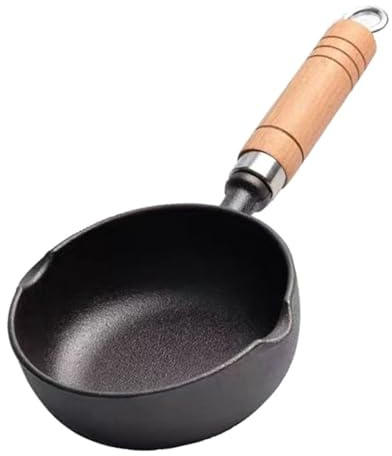 Melting in ghisa, mini salsa di salsa scaldante con manico in legno pentola, facile versare per griglie, fumatore e piano cottura, forno (L)