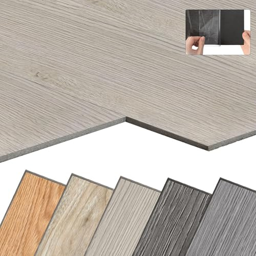 YARDIN PVC-Bodenbelag, Selbstklebend, 36 Stück, Holz-Optik, 5,02m², Vinyl-Klebefliesen, Rutschfest, Wasserfest, Schwer Entflammbar, Klassisch, Eiche, Weiß