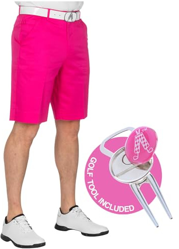 Royal & Awesome Herren Shorts Herren Golf Shorts - Pink Ticket, Pink Ticket, 38 Waist - 96 cm, RSNP3832