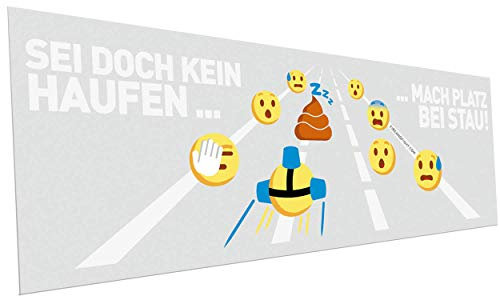 FIRE & FIGHT Streetwear Feuerwehr Rettungsgasse Kackhaufen Emoji Autoaufkleber 29 x 10 cm weiß Schrift