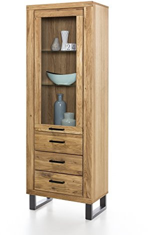 Tina Vitrine in Wildeiche geölt Teilmassiv Breite 67cm Höhe 200cm