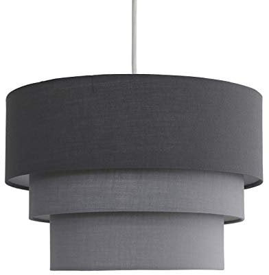 Beautiful Round Modern 3 Tier Grey Fabric Ceiling Designer Pendant Lamp Light Shade