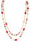 Bocar 14K Placcato Oro Catena di Collegamento 2 Strati di Cristallo Legno Acrilico colorato Donne Partito Lungo Collana Regalo (NK-10084-red)