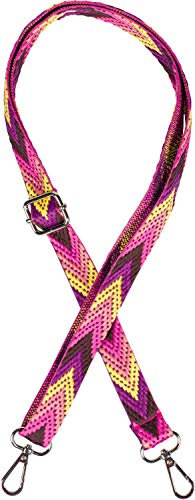 styleBREAKER Tracolla della borsa stretta regolabile con motivo colorato a zig-zag, tracolla della borsa intercambiabile, unisex 02013023, colore:Viola-Rosa-Giallo