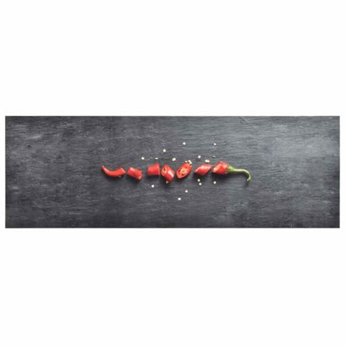 vidaXL Küche Bodenmatte Waschbar rutschfest Fußmatte Läufer Flurteppich Teppich Küchenläufer Teppichläufer Küchenteppich Pfeffer 60x180cm