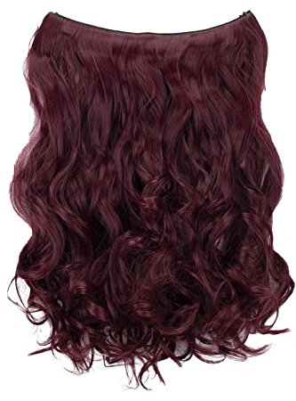 CAISHA 50cm 1 Tresse Extension mit Gummiband Extensions Haarverlängerung Haarteil Gewellt Burgunderrot E114-1