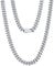 KRKC&CO 8mm Panzerkette, Weißgold plattiert Cuban Link Chain, Edelstahl Panzerkette Herren Silber Kubanische Gliederkette, Herren Silberketten Hip Hop Kette für Männer Jungen Größe 56cm