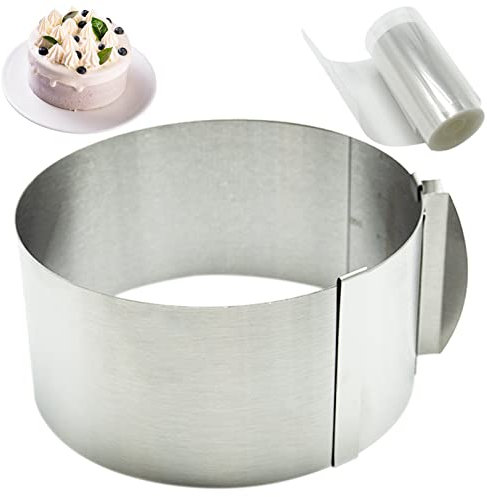 Cake Ring Adjustable 6 to 12 Inch Baking Ring Stainless Steel Mousse Ring for Cooking Crumpets Eggs Pastry Desserts