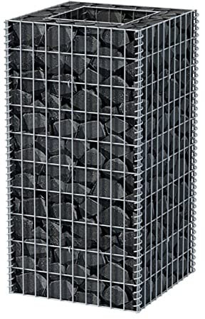 Keketa Gabion Raised Bed Garden Steel Gabion with Bed Gabion Stone Basket Planter Gabion Steel Metal Planter Gabion Large 50 x 50 x 100 cm Silver