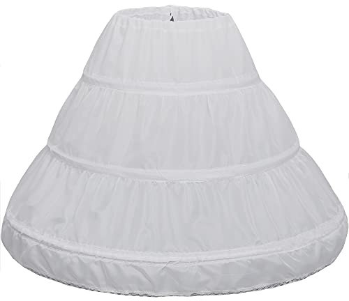 YYKSYDPT Crinolina Sottogonna Bambina Sottoveste con 3 Cerchi Gonne Accessori Coulisse Fodera in Vita Regolabile Bianco 55CM.