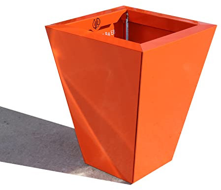 InterLock Pot de Fleurs en Aluminium-Composite, Couleur (Orange Brillant), évasé, Dimensions au Sol 20x20 cm Hauteur 45 cm Fabrication française by
