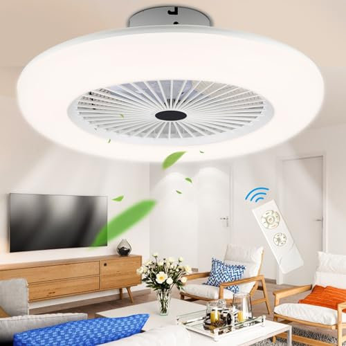 Jopassy Ventilador de Techo con Iluminación 80W, Ø55cm LED Luz de Techo Regulable con Ventilador y Mando a Distancia, 3 Velocidades y 3 Temperaturas de Color