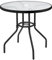 Yaheetech Ø70 cm Gartentisch Bistrotischrund Glastisch, Pflegeleichter Balkontisch mit Schirmloch & Glasplatte Terrassentisch Kaffeetisch Terrassentisch aus Metall für Garten/Balkon/Terrasse, Schwarz