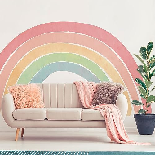 Ambiance Sticker Vliestapete, vorgeklebt, riesige Fresken, Regenbogen, Pastellmuster, selbstklebend, 75 x 60 cm