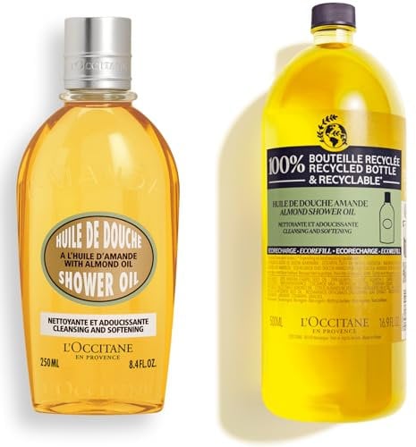 L'OCCITANE Almond Shower Oil Refill Duo | Sweet Scented & Nourishing | Vegan & 99% Readily Biodegradable | Premium & Clean Beauty Sustainable Body Wash Refill Duo for All Skin Types