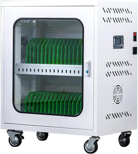 XIAGJAO 30 Bay Mobile Charging cart with Storage for Multiple Chromebook, Laptop, Kindle | Standard Laptop Cart & Classroom Storage Cart (Size:30 slots,Color:white)