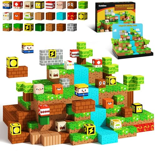 GobiDex Magnetische Bausteine, Bauen magnetische Blöcke Welt, Holzfäller Abenteuer Spiel für Jungen und Mädchen, Magnetspielzeug für Kinder Geschenke, Spielzeug ab 3-6, 4-8, 5-10, 2025 Neu