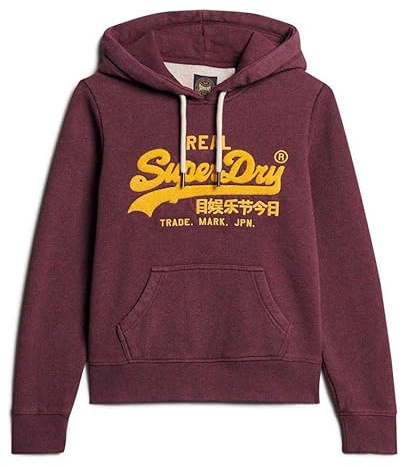 Superdry Damen Chenille-Hoodie mit Grafik Trainingsweinrot Meliert 38