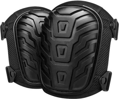 flintronic Rodilleras Trabajo para Trabajar, 1 Par Rodilleras Profesionales Trabajo con Acolchado de Espuma Resistente y Cómodo Cojín de Gel, para Construcción, Jardinería, Alicatadores (Negro)
