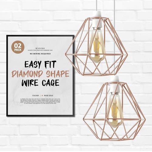 DC Voltage 2 Pack Ceiling Light Wire Basket Metal Basket Pendant Lighting Ceiling Light Shade lamp Shades Ceiling for Indoor Pendant Lights Ceiling Fitting Light fixtures