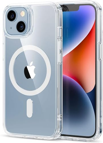 Magnetic Clear Case for iPhone 13, iPhone 14 Compatible with MagSafe Wireless Charging, Shockproof Protection, Anti-Scratch Transparent Non Yellowing Clear Back Phone Bumper Cover for iPhone 13/14