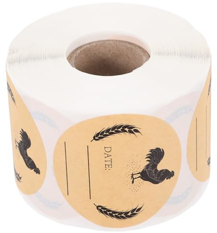 MOLUCKFU Egg Box Packaging Labels Round Self-Adhesive Kraft Paper Stickers Chicken Egg Jar Labels Multiuse Kitchen Storage Stickers