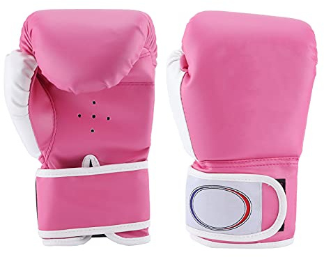 Kinder Boxhandschuhe Jugendtraining Handschuhe Panzerbeutel Sparring Handschuhe für Jungen und Mädchen PU Leder 22 cm 287g 1 Paar (Rosa)