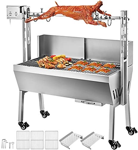Electric Rotisserie Spit Roaster, Height Adjustable Large Grill for Outdoor Picnic, 985 * 400mm Cooking Surface, Ideal for Roast Hog and Lamb