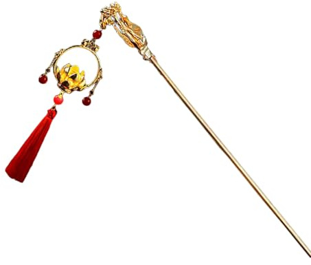 Pic à cheveux lumineux en métal au design traditionnel chinois avec lampe LED pour fêtes costumées et accessoires de cheveux chinois vintage en métal