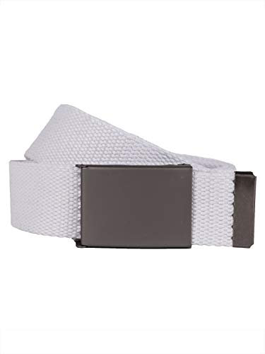 shenky Stoffgürtel | 4cm Breite | Stoff Gürtel mit Gürtelschnalle | Herrengürtel | Canvas | Damen | Schnalle | Damengürtel | kombinierbar | Textilgürtel | 140cm | Weiß matt
