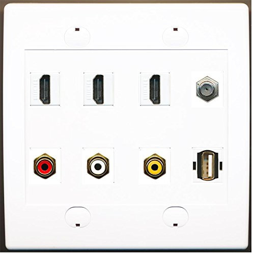 RiteAV 3 Puerto HDMI 1 x coaxial cable TV 3 RCA compuesto USB placa de pared