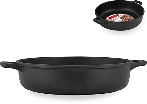 Home Granchef Tegame, Rivestimento Antiaderente con 2 Manici, Rotonda, Alluminio Pressofuso, Nero, 36 cm