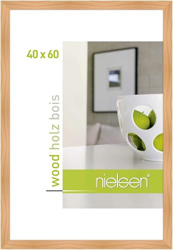 nielsen Bilderrahmen, 40 x 60 cm, Holz, Birke, Posterrahmen zum Aufhängen im Hoch- & Querformat, Echtglas, Essential